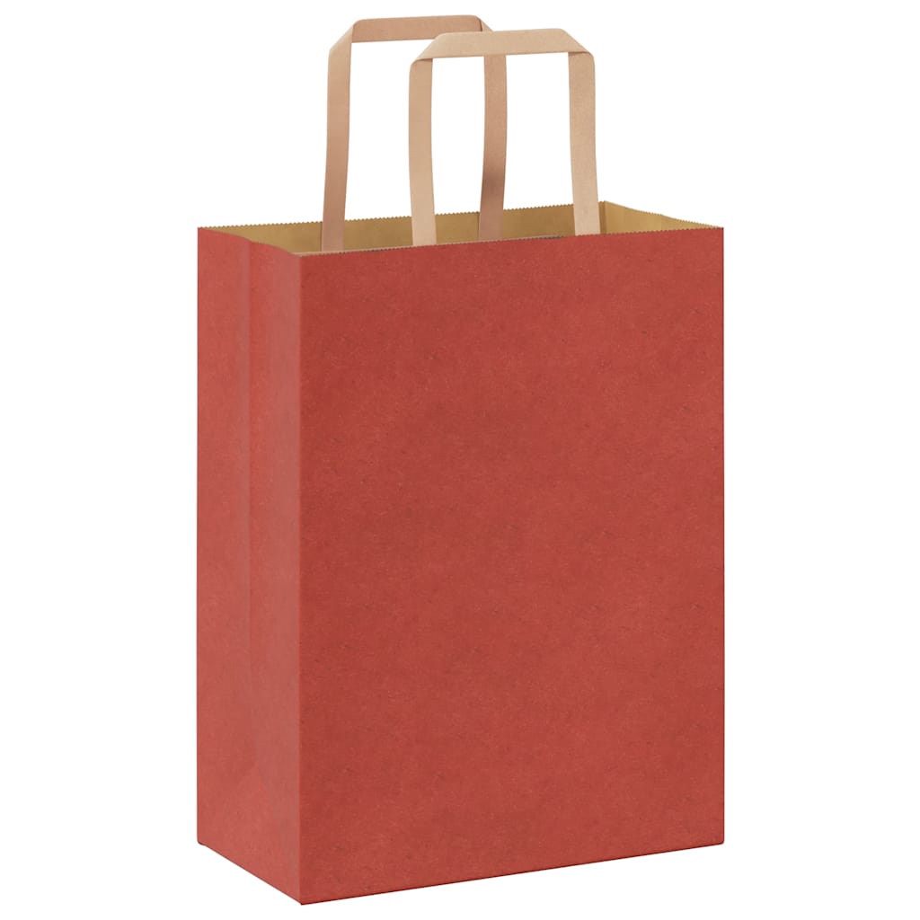 Sacchetti di Carta 50 pz con Manici Rossi 21x11x28 cm