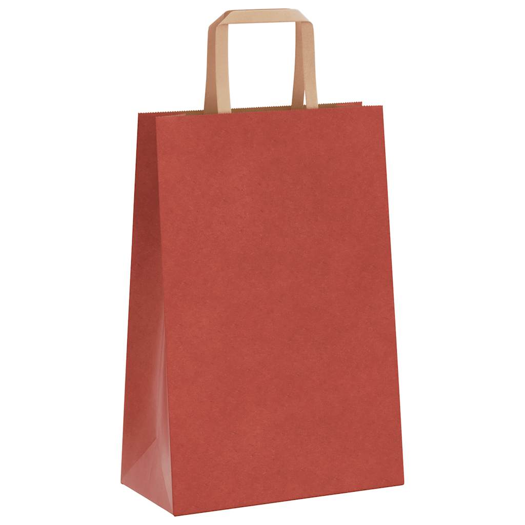 Sacchetti di Carta 50 pz con Manici Rossi 21x11x31 cm