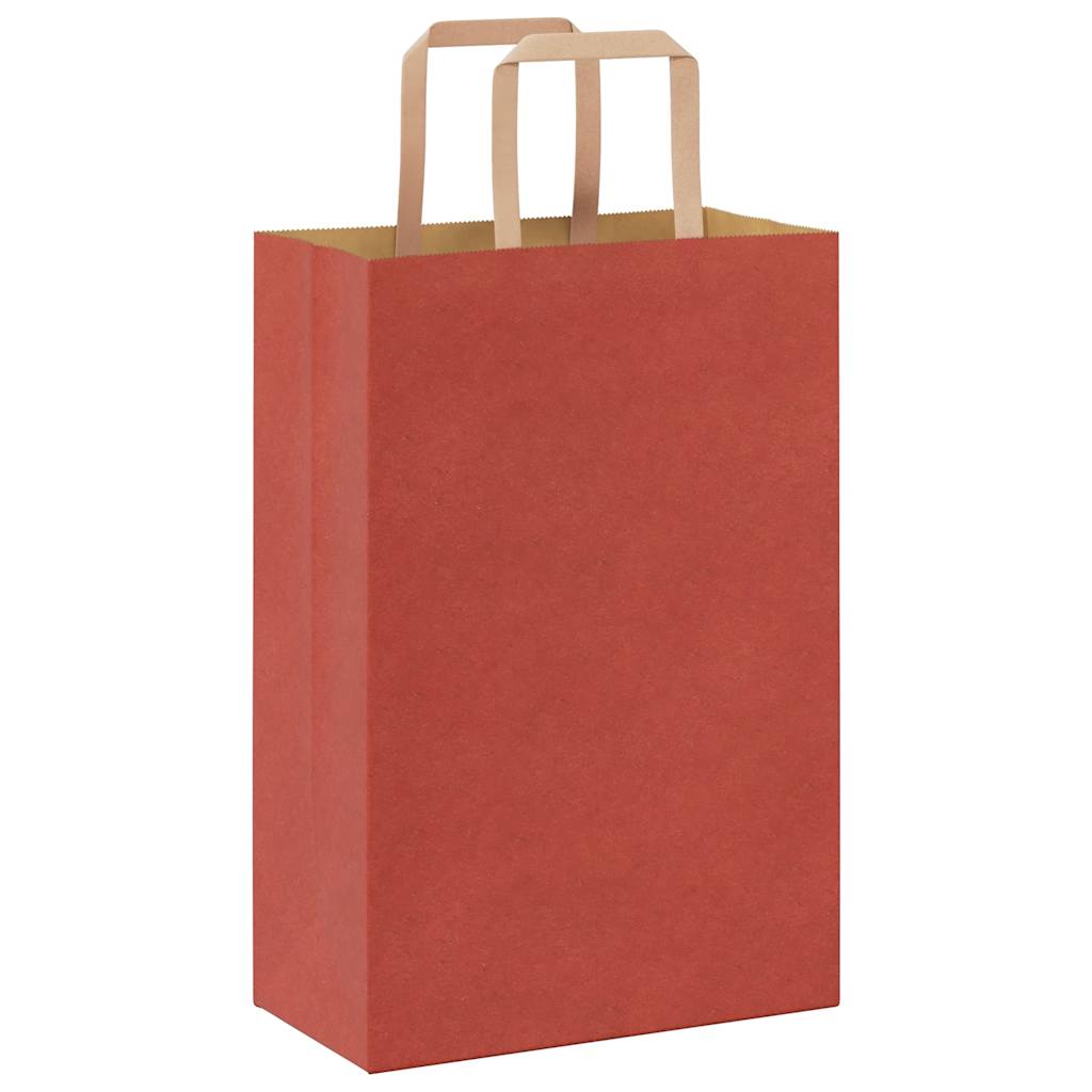 Sacchetti di Carta 50 pz con Manici Rossi 21x11x31 cm