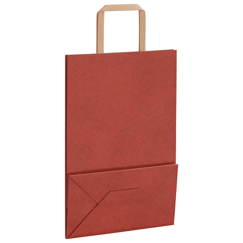 Sacchetti di Carta 50 pz con Manici Rossi 21x11x31 cm