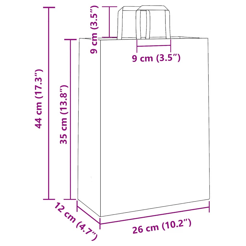 Sacchetti di Carta 50 pz con Manici Rossi 26x12x35 cm