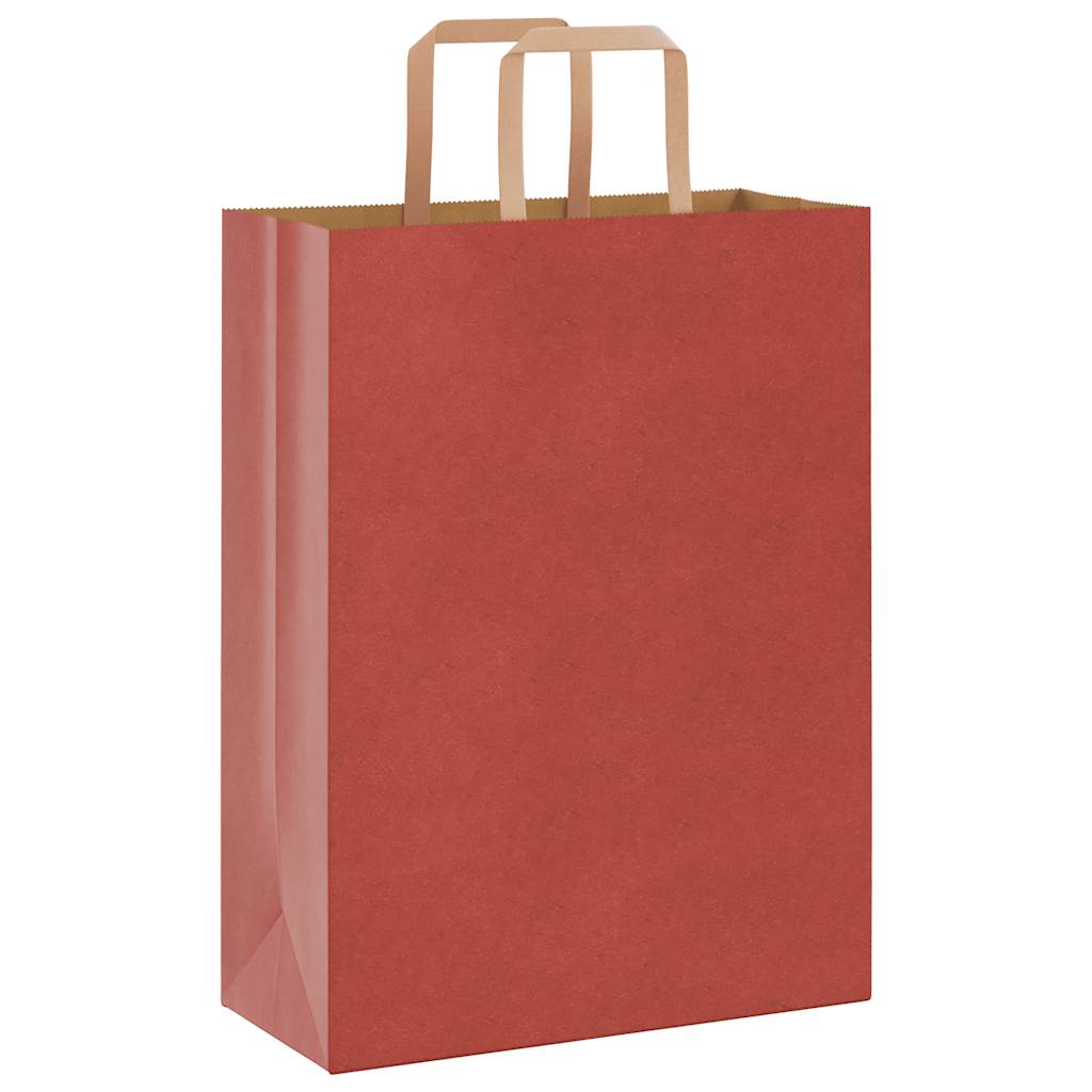 Sacchetti di Carta 50 pz con Manici Rossi 26x12x35 cm