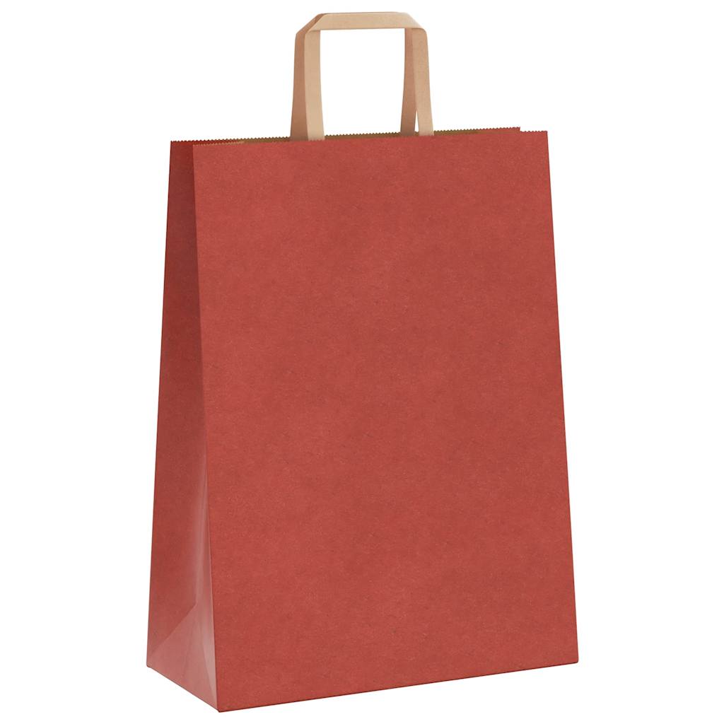 Sacchetti di Carta 50 pz con Manici Rossi 26x12x35 cm