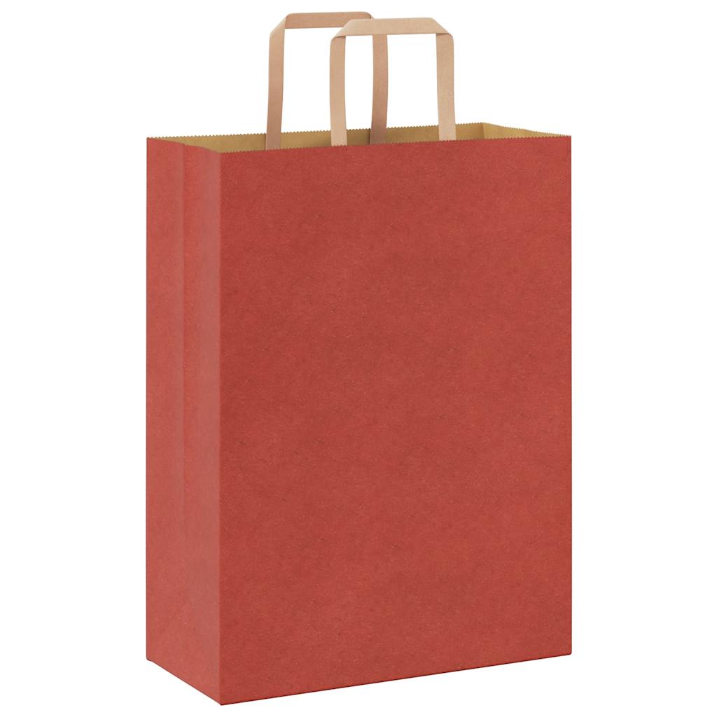 Sacchetti di Carta 50 pz con Manici Rossi 26x12x35 cm