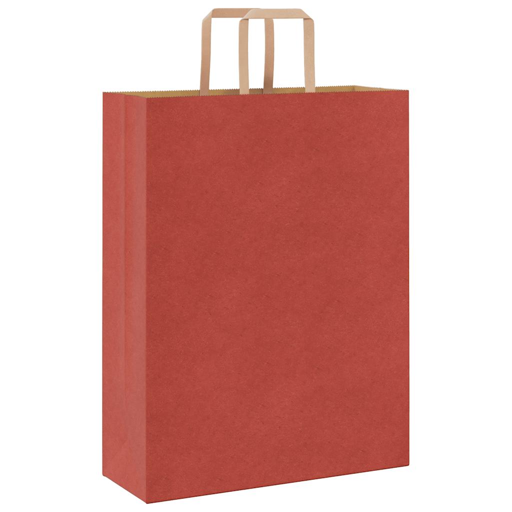 Sacchetti di Carta 50 pz con Manici Rossi 32x12x42 cm