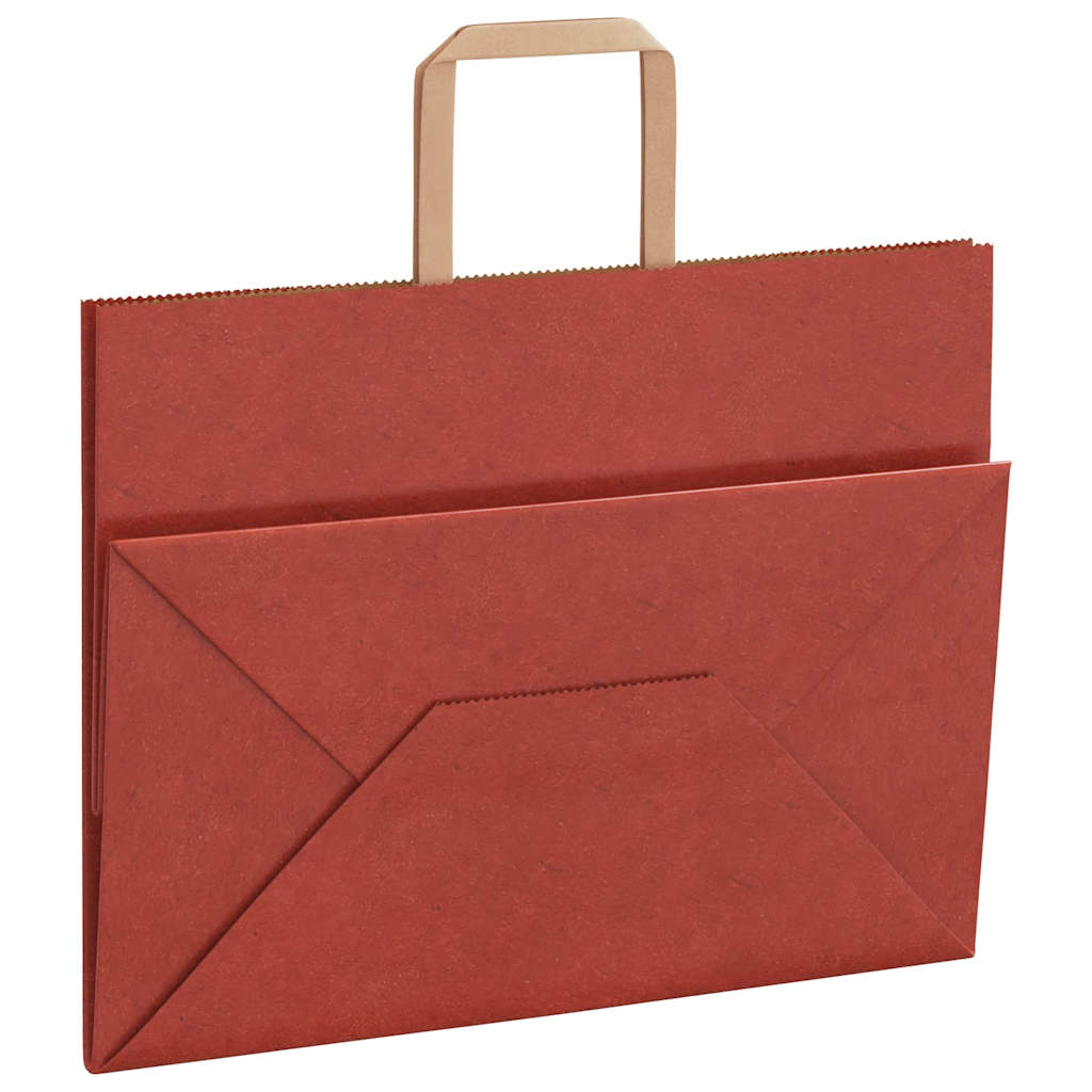 Sacchetti di Carta 50 pz con Manici Rossi 32x17x25 cm