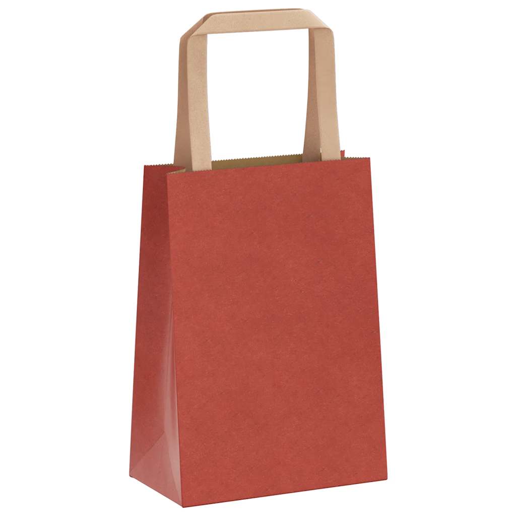 Sacchetti di Carta 250 pz con Manici Rossi 15x8x21 cm
