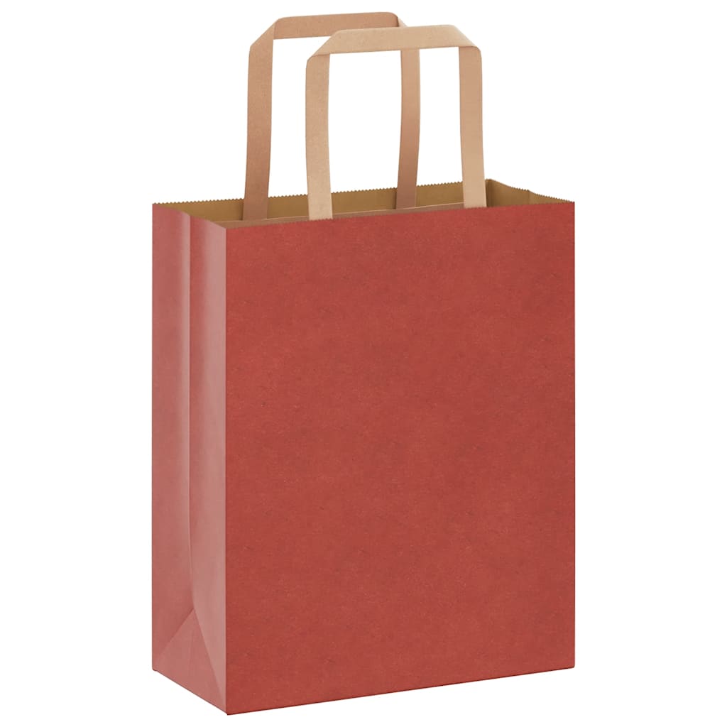 Sacchetti di Carta 250 pz con Manici Rossi 18x8x22 cm