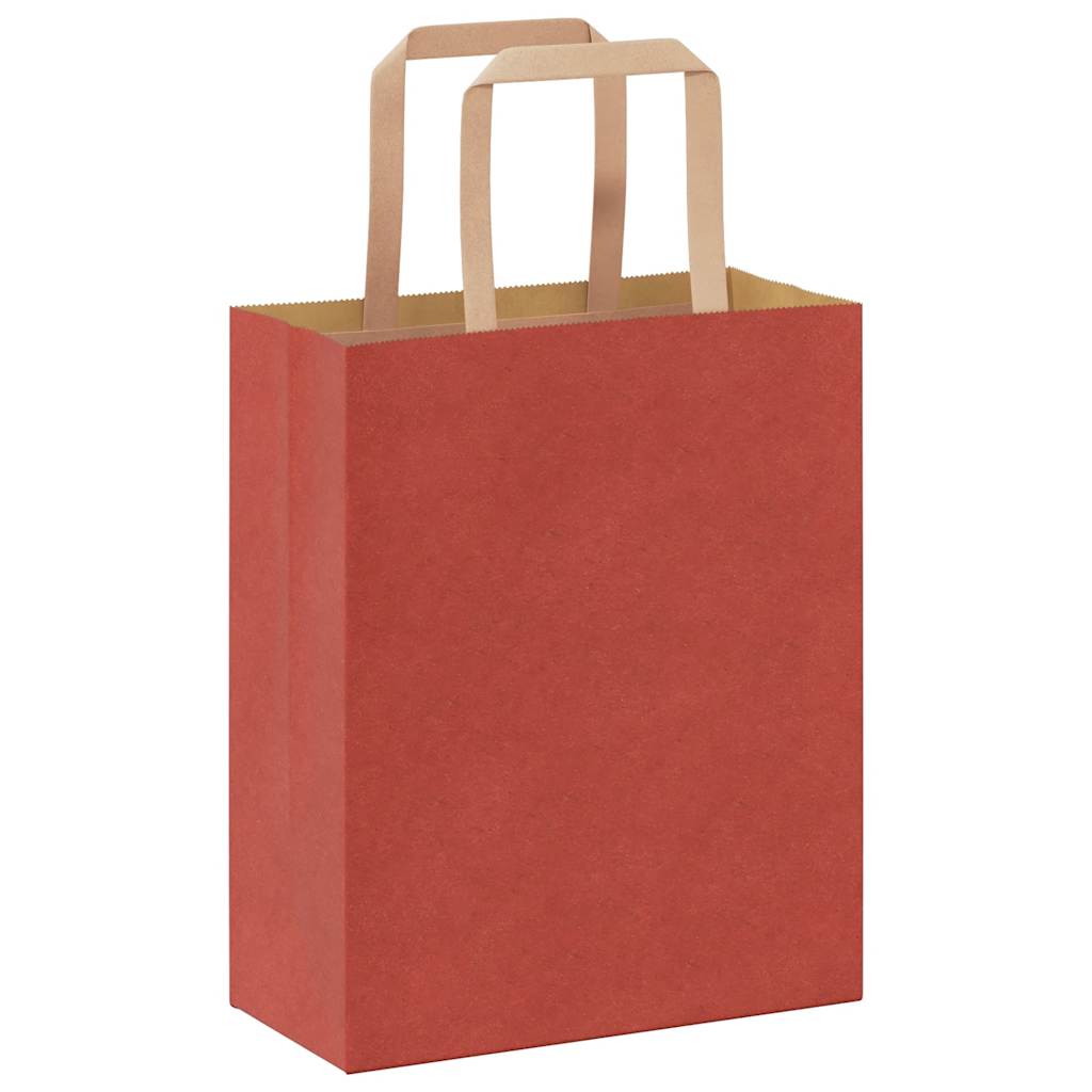 Sacchetti di Carta 250 pz con Manici Rossi 18x8x22 cm