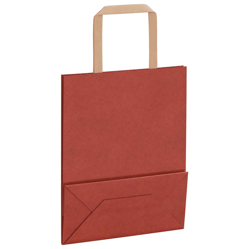 Sacchetti di Carta 250 pz con Manici Rossi 18x8x22 cm