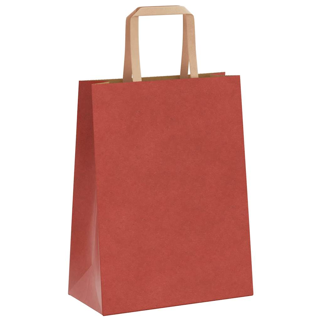 Sacchetti di Carta 250 pz con Manici Rossi 21x11x28 cm
