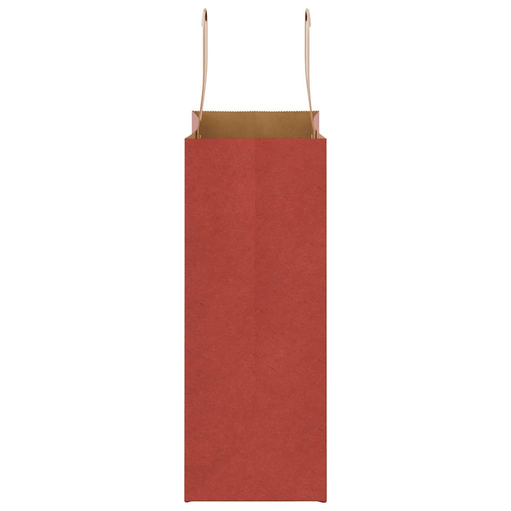 Sacchetti di Carta 250 pz con Manici Rossi 21x11x28 cm