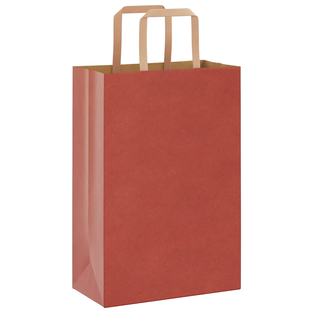 Sacchetti di Carta 250 pz con Manici Rossi 21x11x31 cm