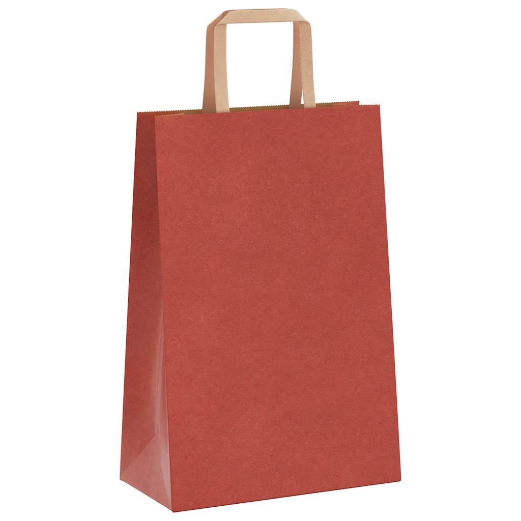 Sacchetti di Carta 250 pz con Manici Rossi 21x11x31 cm