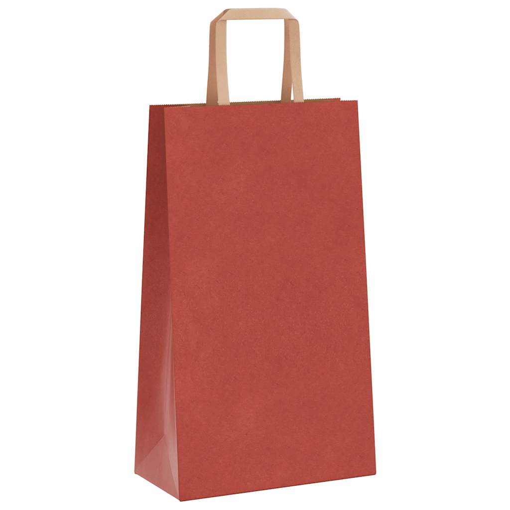 Sacchetti di Carta 250 pz con Manici Rossi 21x11x36 cm