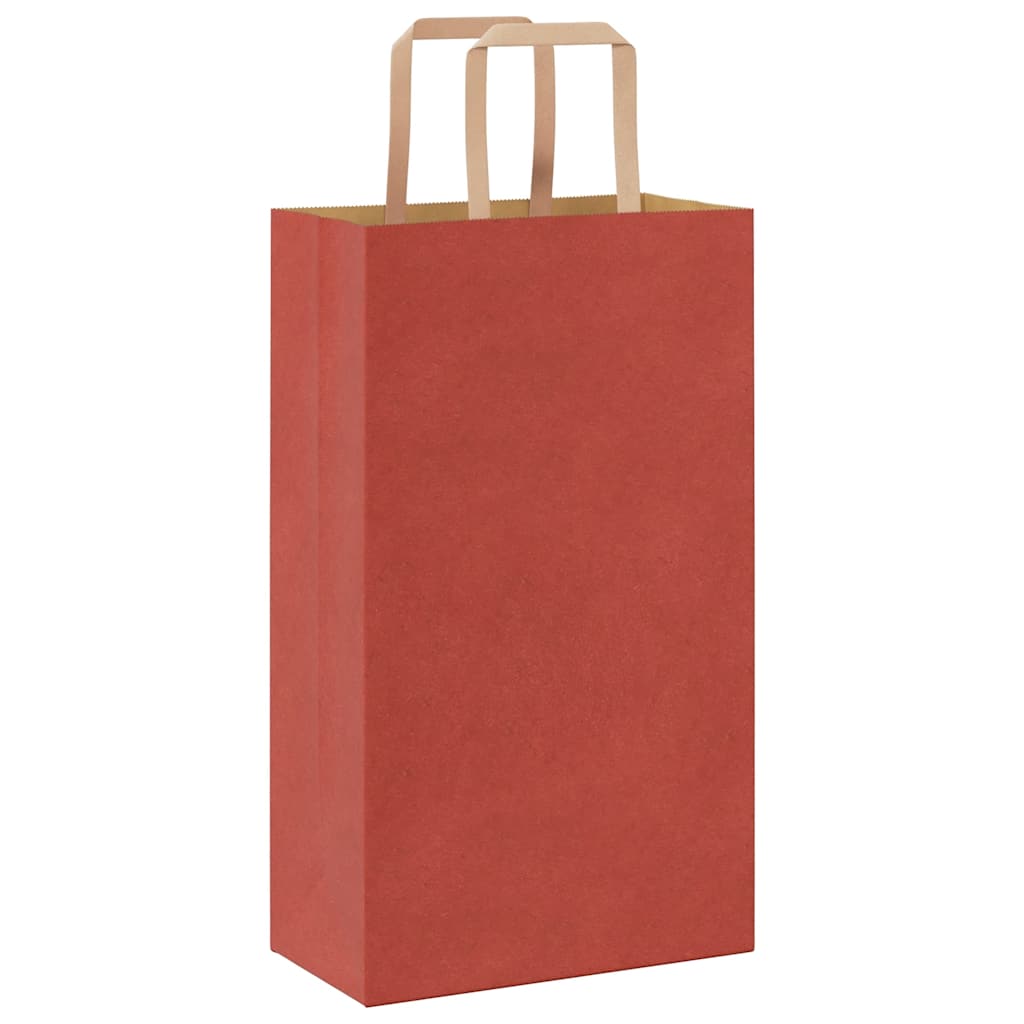 Sacchetti di Carta 250 pz con Manici Rossi 21x11x36 cm
