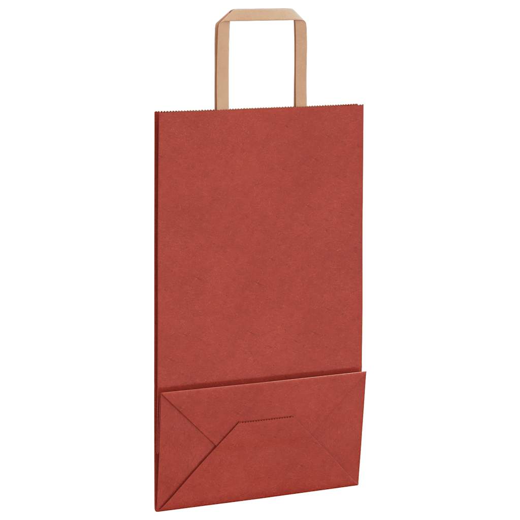 Sacchetti di Carta 250 pz con Manici Rossi 21x11x36 cm
