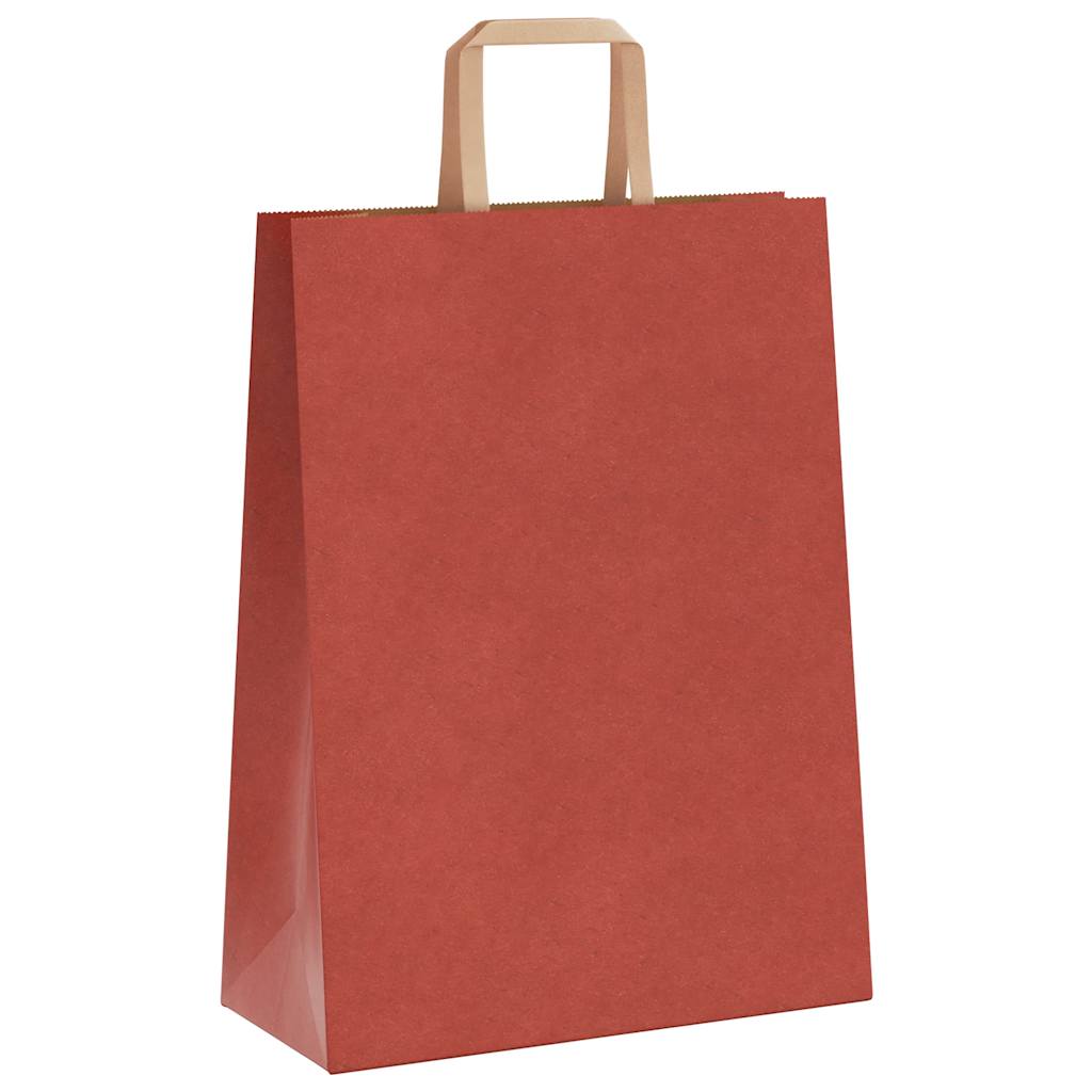 Sacchetti di Carta 250 pz con Manici Rossi 26x12x35 cm