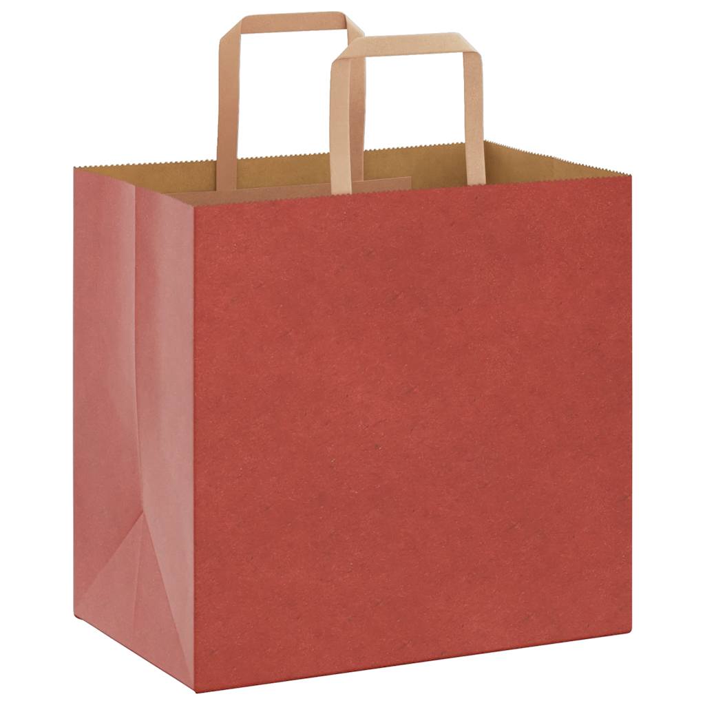 Sacchetti di Carta 250 pz con Manici Rossi 26x17x25 cm