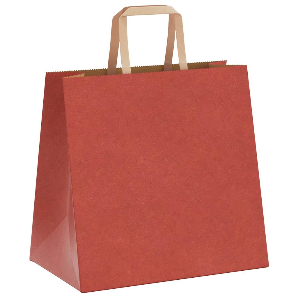 Sacchetti di Carta 250 pz con Manici Rossi 26x17x25 cm