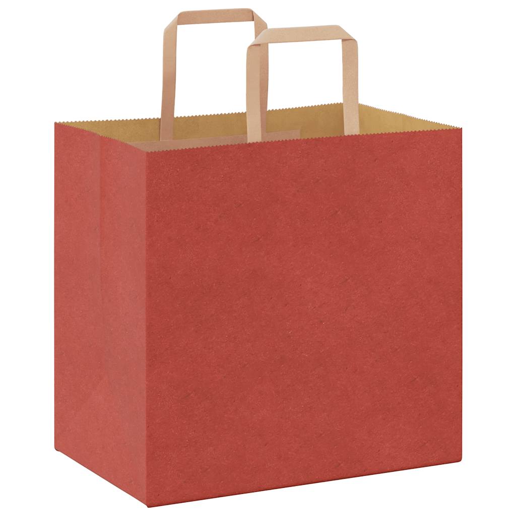 Sacchetti di Carta 250 pz con Manici Rossi 26x17x25 cm
