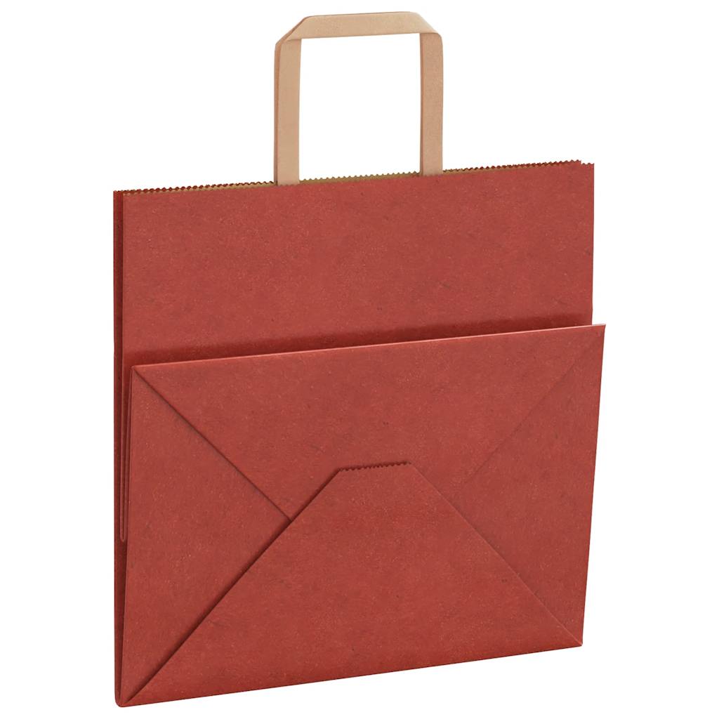 Sacchetti di Carta 250 pz con Manici Rossi 26x17x25 cm