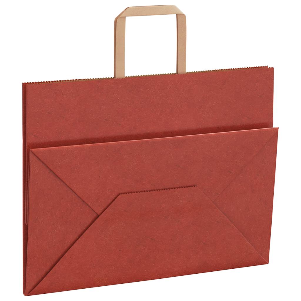 Sacchetti di Carta 250 pz con Manici Rossi 32x17x25 cm
