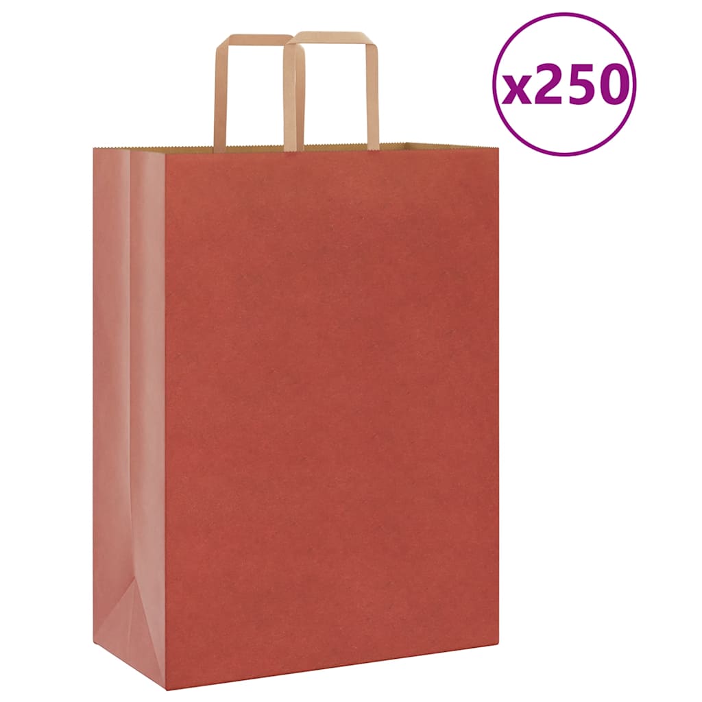 Sacchetti di Carta 250 pz con Manici Rossi 32x17x44 cm