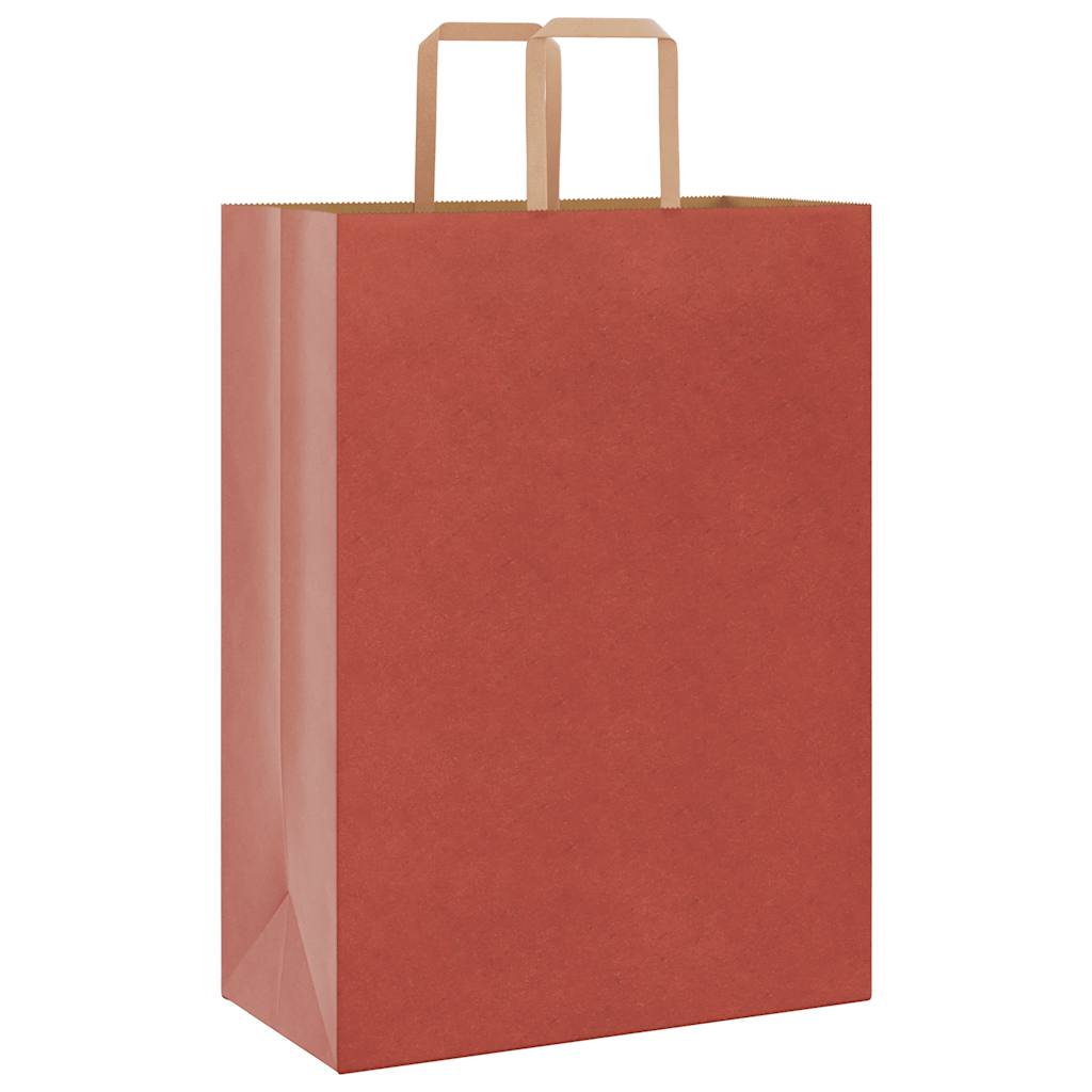 Sacchetti di Carta 250 pz con Manici Rossi 32x17x44 cm