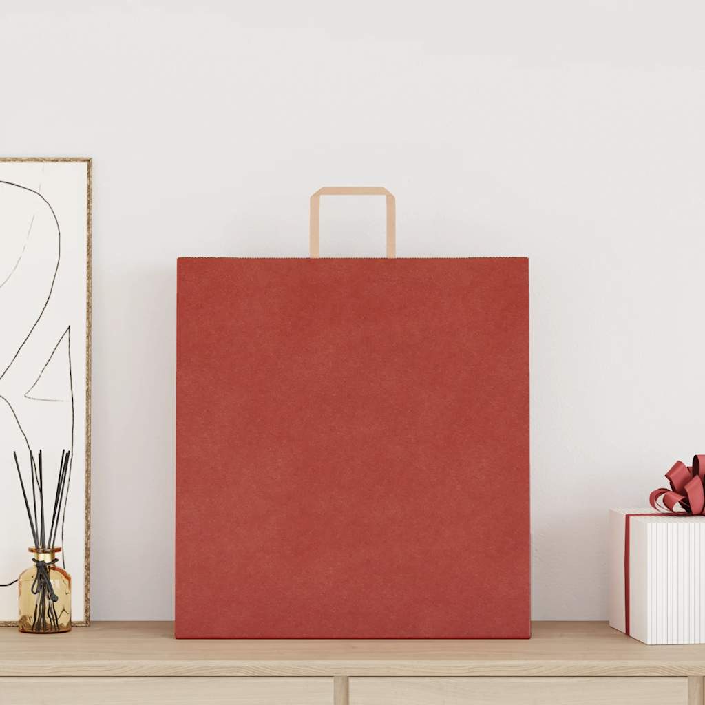 Sacchetti di Carta 250 pz con Manici Rossi 45x17x48 cm