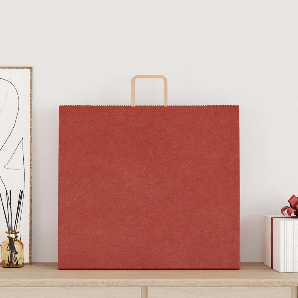 Sacchetti di Carta 250 pz con Manici Rossi 54x15x49 cm