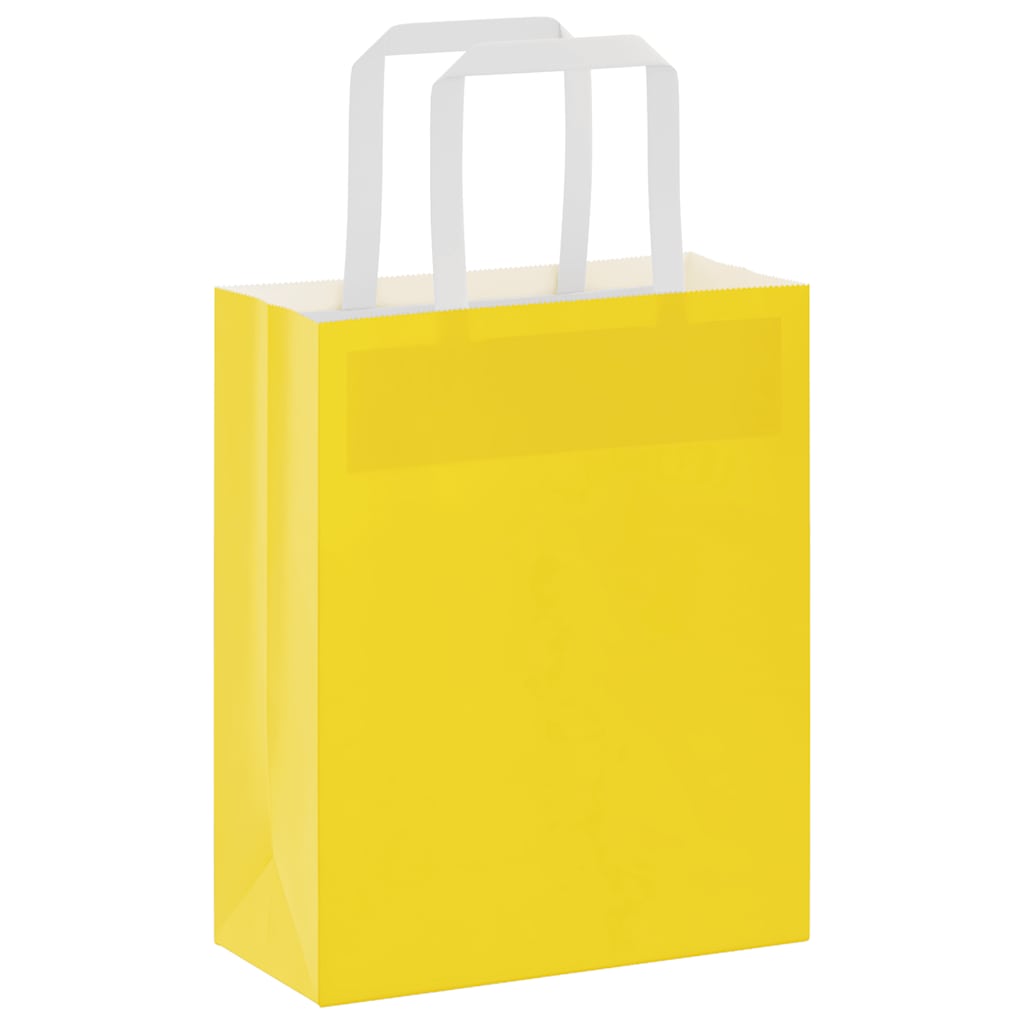 Sacchetti di Carta 50 pz con Manici Gialli 15x8x21 cm
