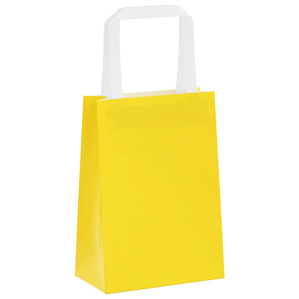 Sacchetti di Carta 50 pz con Manici Gialli 15x8x21 cm