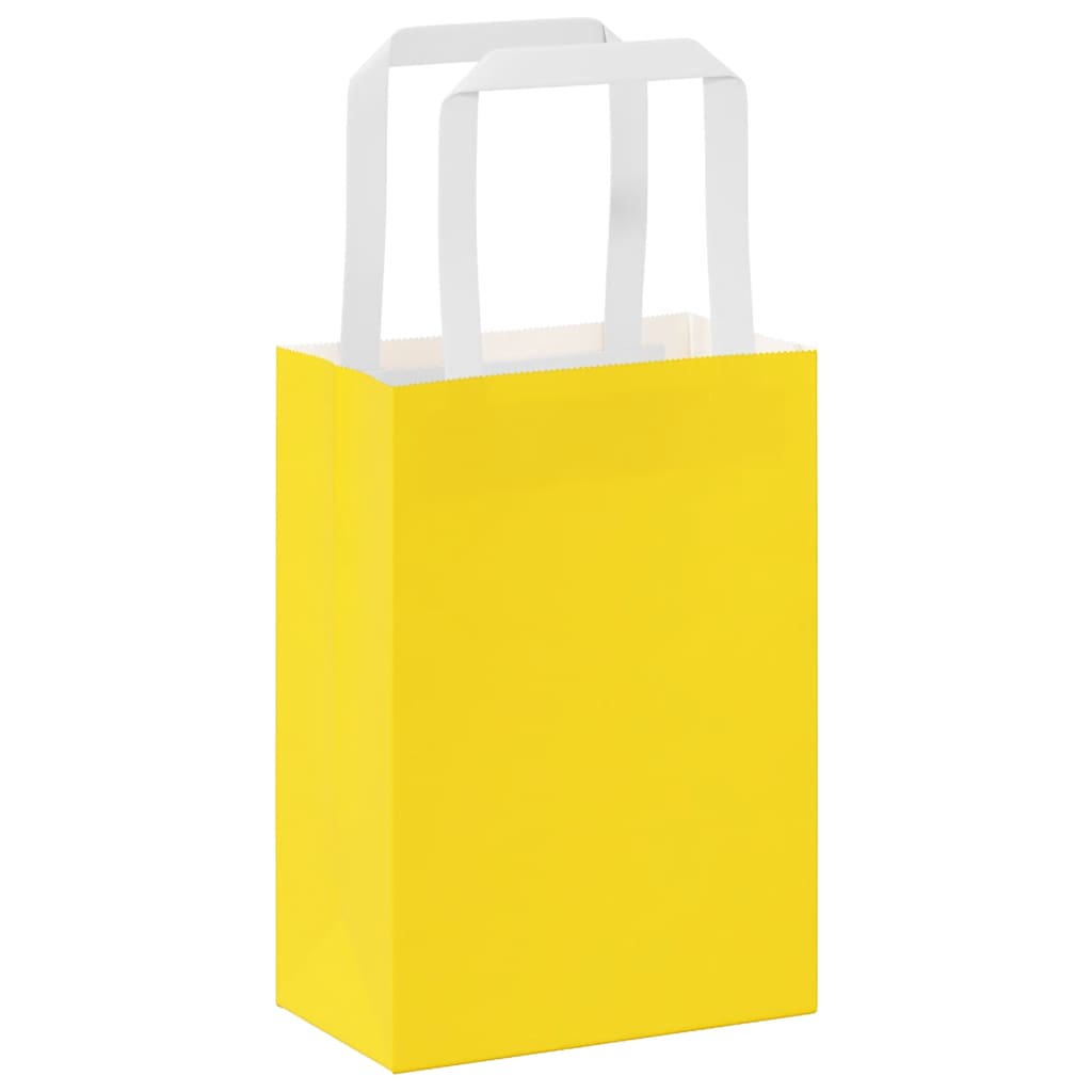 Sacchetti di Carta 50 pz con Manici Gialli 15x8x21 cm