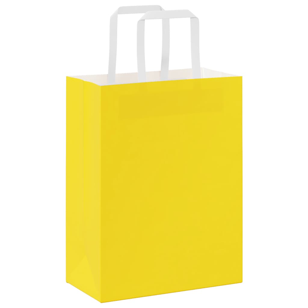 Sacchetti di Carta 50 pz con Manici Gialli 21x11x28 cm