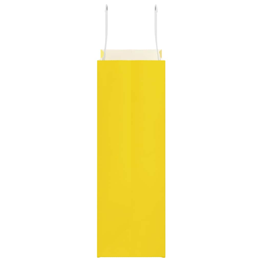 Sacchetti di Carta 50 pz con Manici Gialli 21x11x31 cm