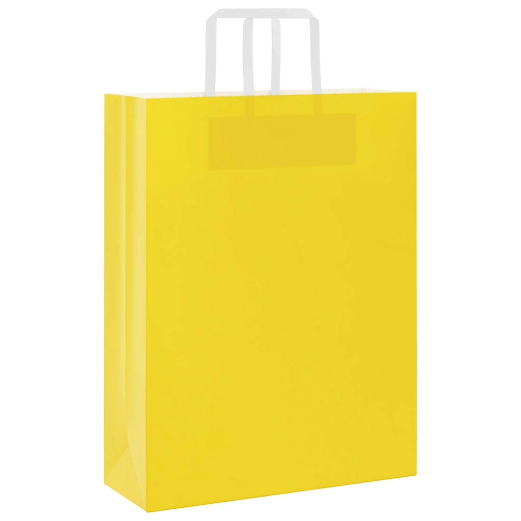 Sacchetti di Carta 50 pz con Manici Gialli 32x12x42 cm