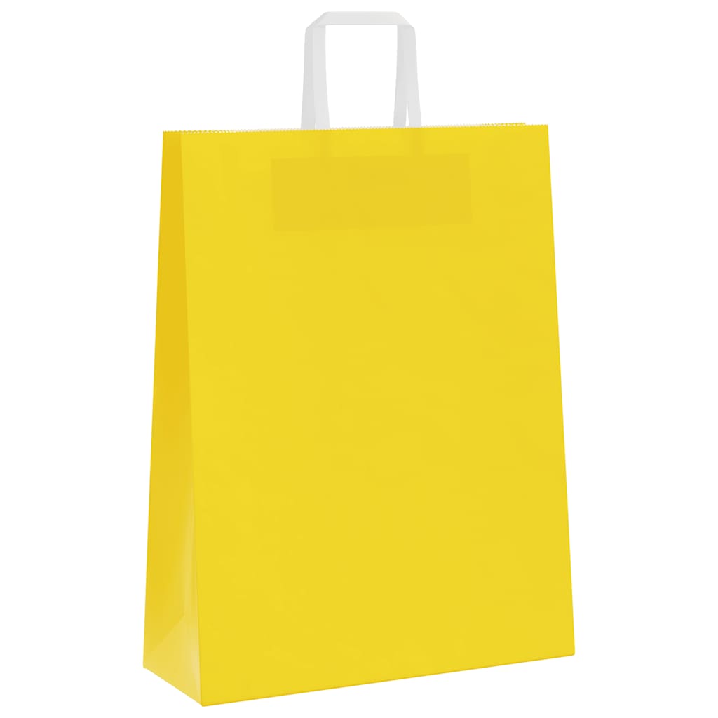 Sacchetti di Carta 50 pz con Manici Gialli 32x12x42 cm