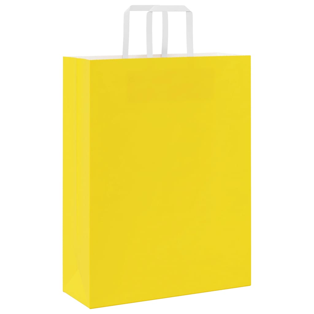Sacchetti di Carta 50 pz con Manici Gialli 32x12x42 cm
