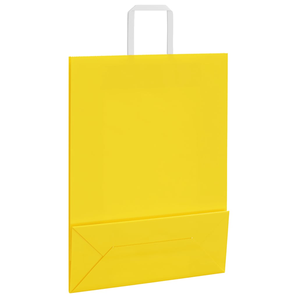 Sacchetti di Carta 50 pz con Manici Gialli 32x12x42 cm