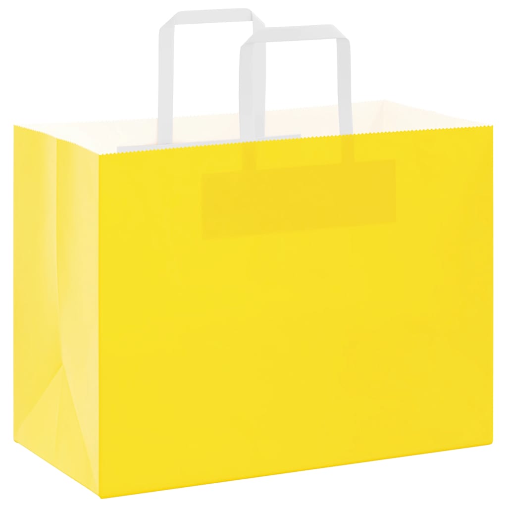 Sacchetti di Carta 50 pz con Manici Gialli 32x17x25 cm