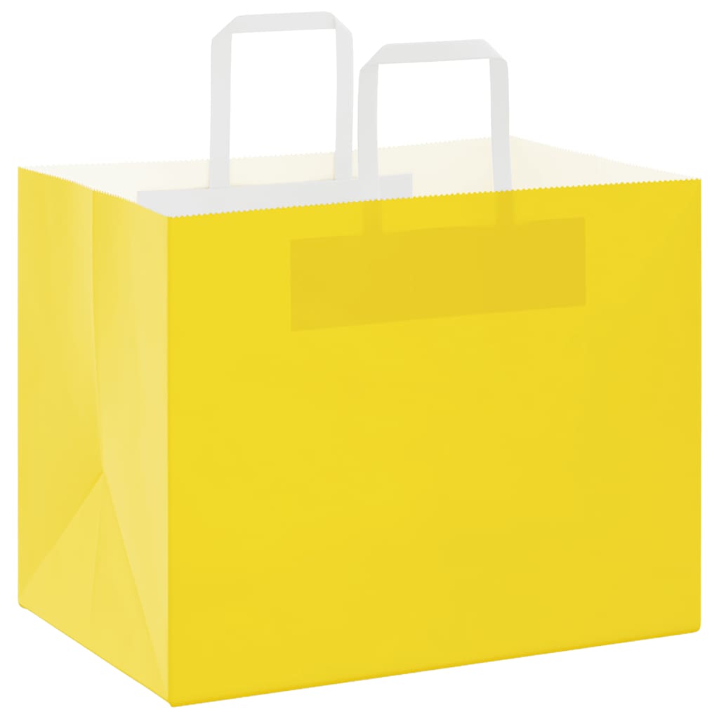 Sacchetti di Carta 50 pz con Manici Gialli 32x22x24 cm