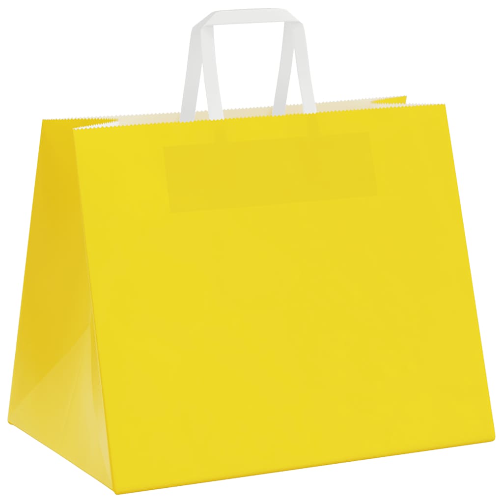 Sacchetti di Carta 50 pz con Manici Gialli 32x22x24 cm