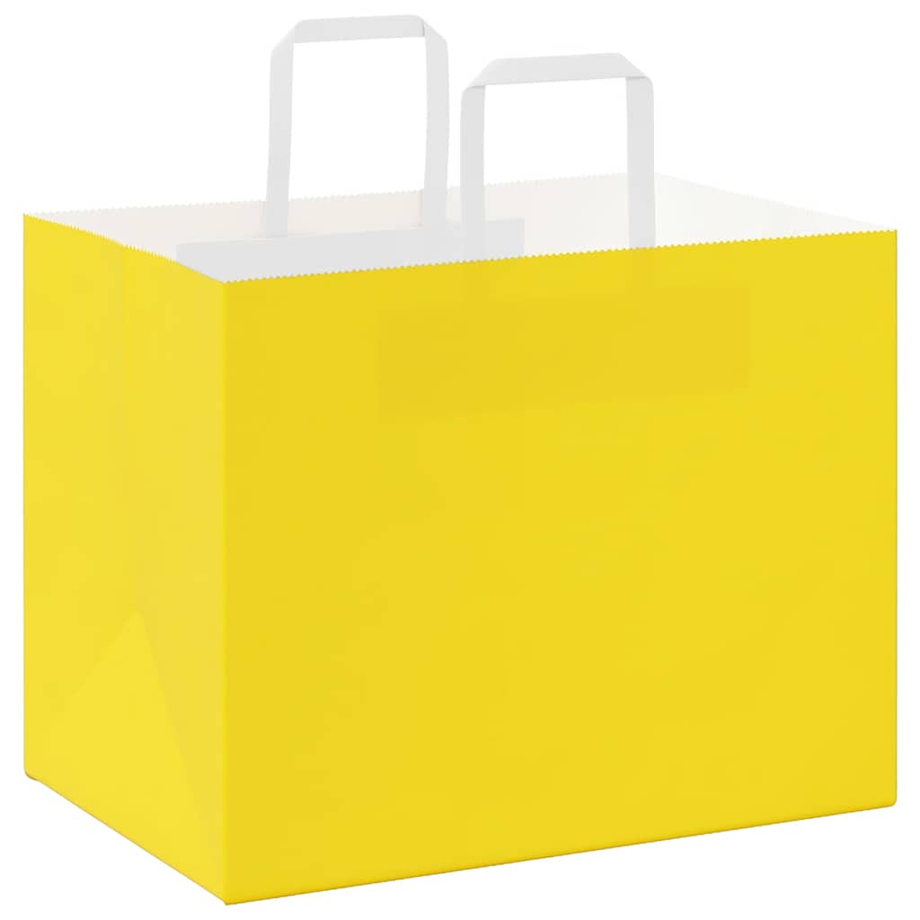 Sacchetti di Carta 50 pz con Manici Gialli 32x22x24 cm