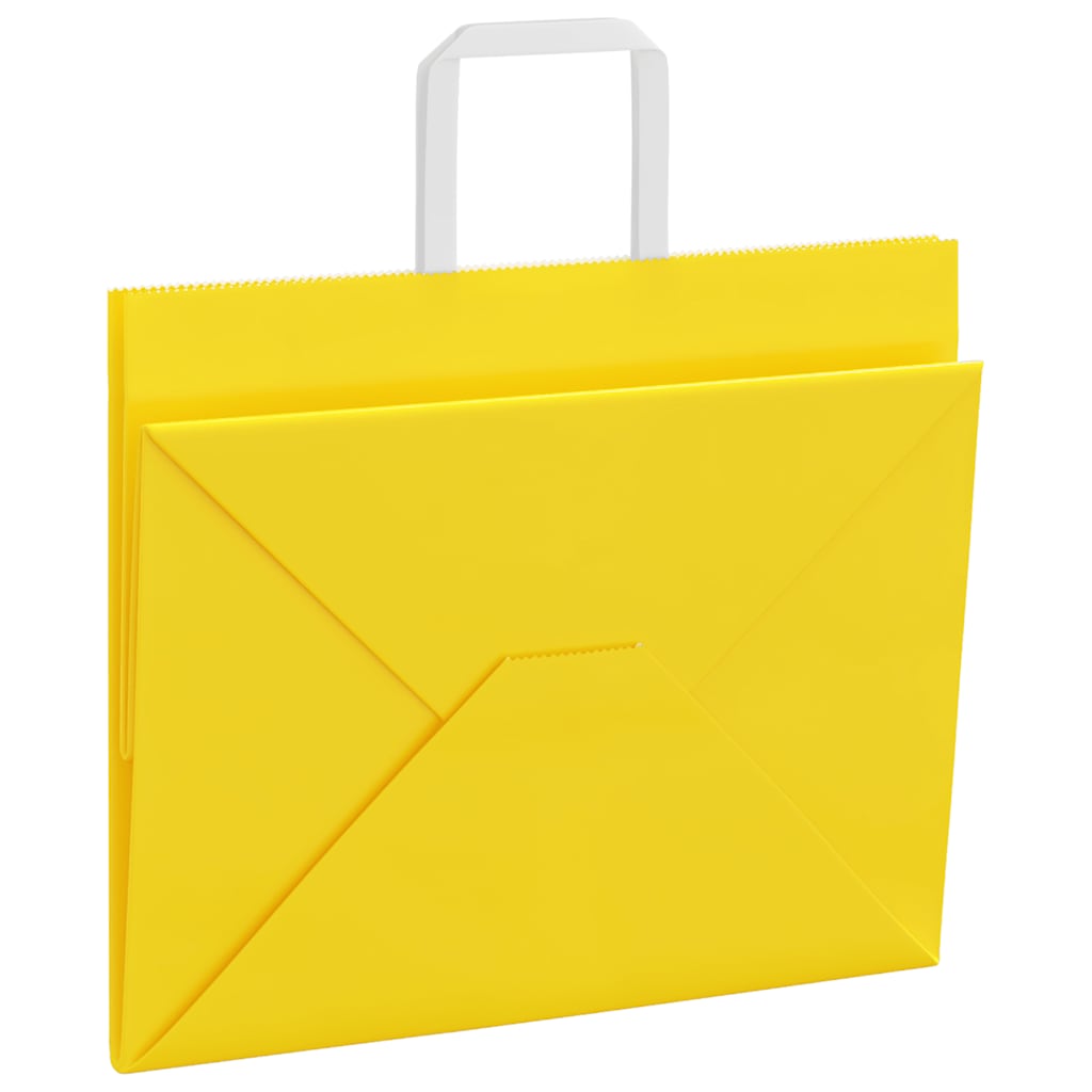 Sacchetti di Carta 50 pz con Manici Gialli 32x22x24 cm