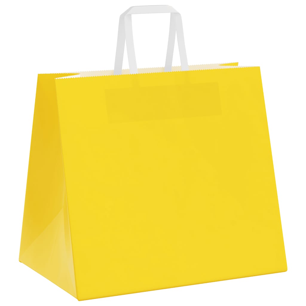 Sacchetti di Carta 50 pz con Manici Gialli 32x22x28 cm