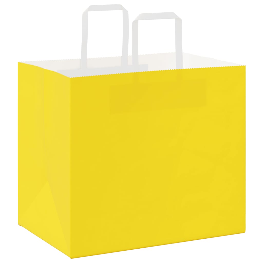 Sacchetti di Carta 50 pz con Manici Gialli 32x22x28 cm