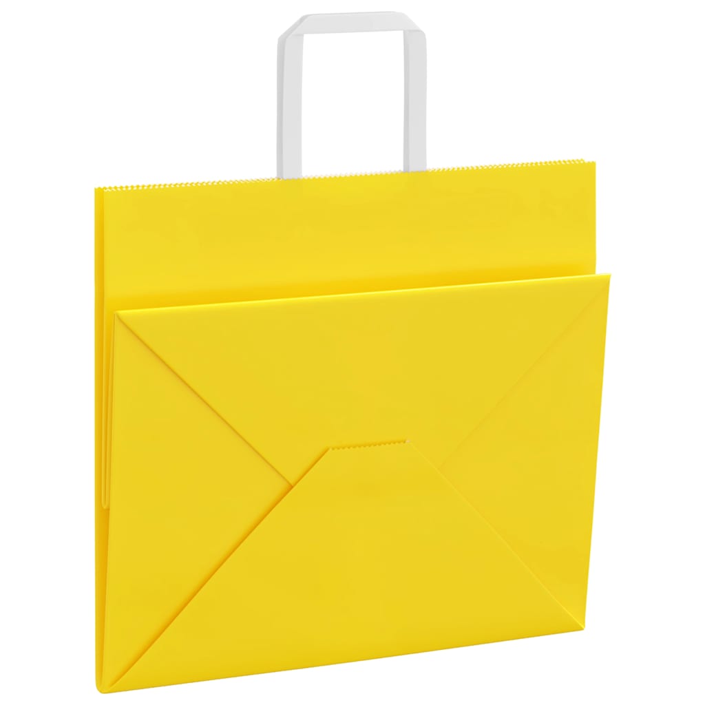 Sacchetti di Carta 50 pz con Manici Gialli 32x22x28 cm