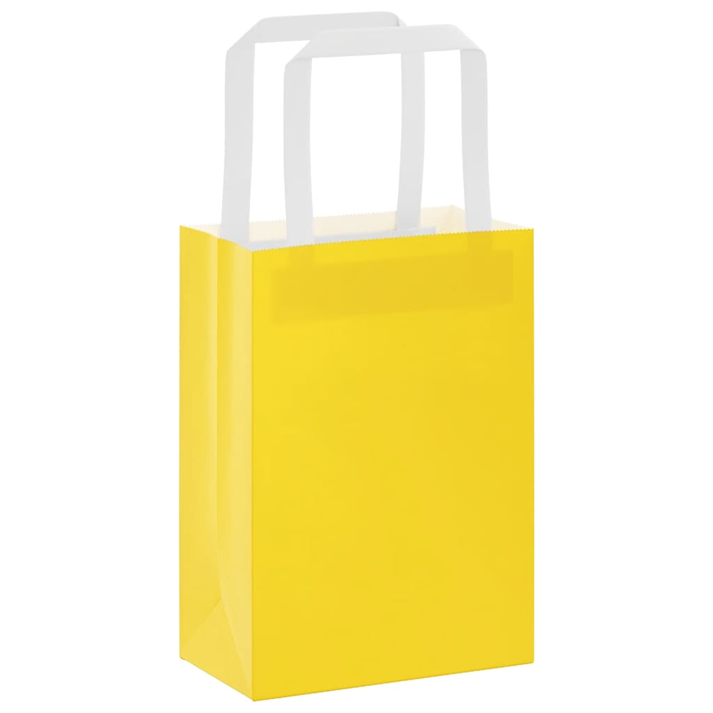 Sacchetti di Carta 250 pz con Manici Gialli 15x8x21 cm