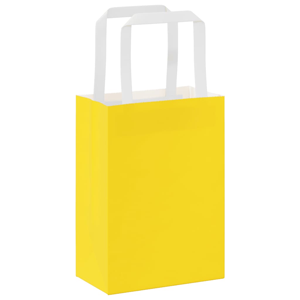 Sacchetti di Carta 250 pz con Manici Gialli 15x8x21 cm
